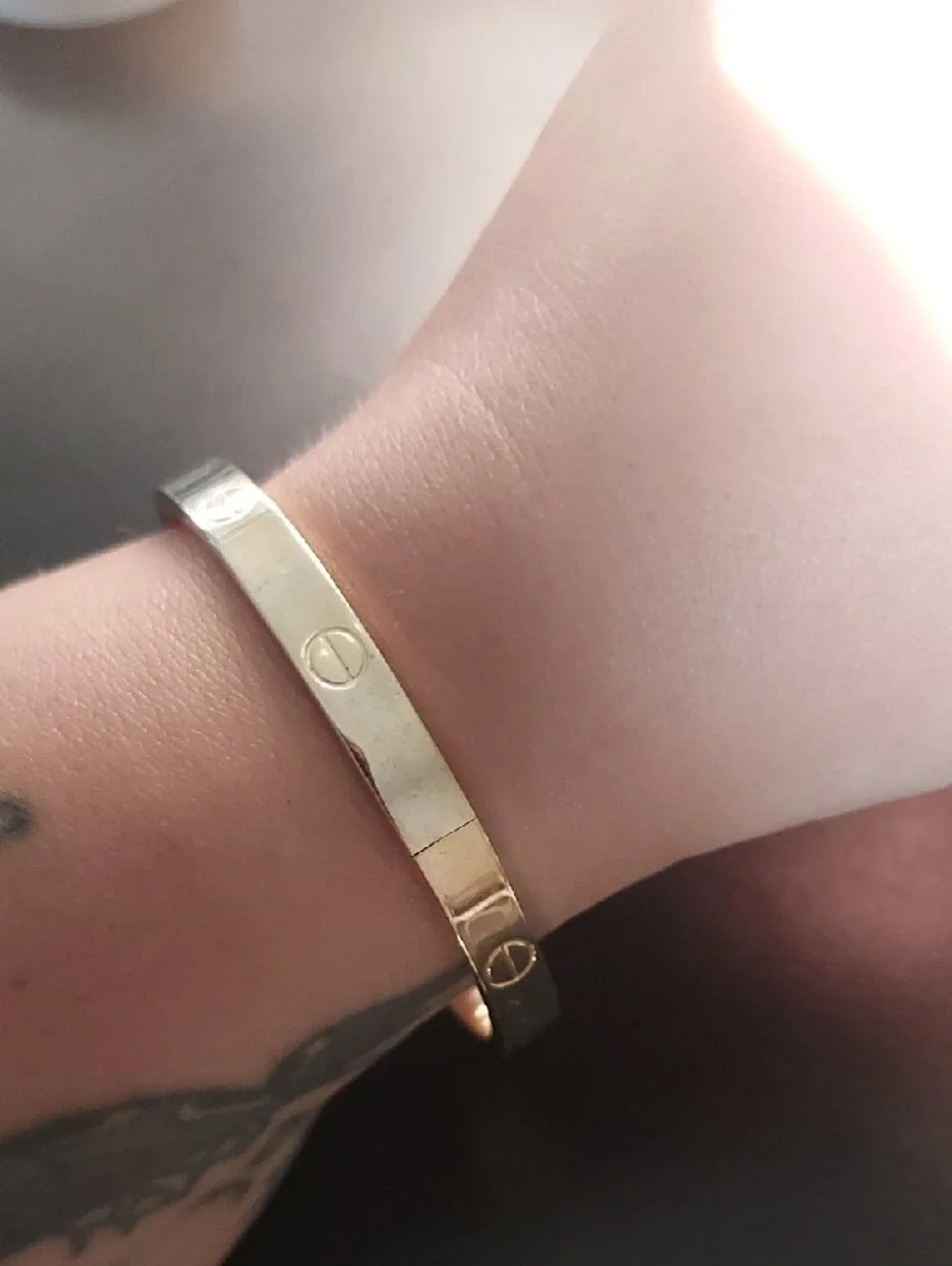 Gold Screw-Accent Cuff Bracelet